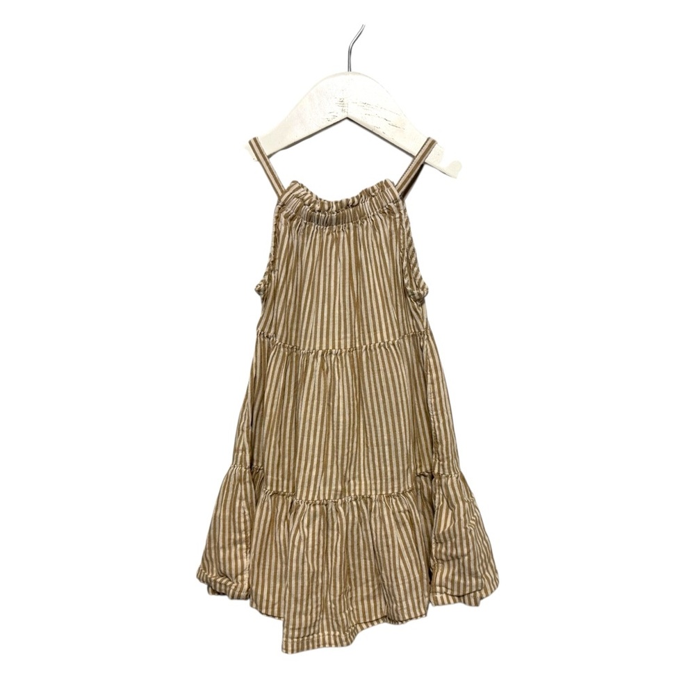 Old Navy Tan and White Striped Tiered Sundress